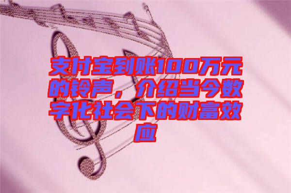 支付寶到賬100萬元的鈴聲，介紹當(dāng)今數(shù)字化社會下的財(cái)富效應(yīng)