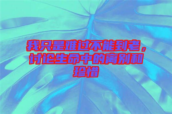 我只是難過不能到老，討論生命中的離別和珍惜