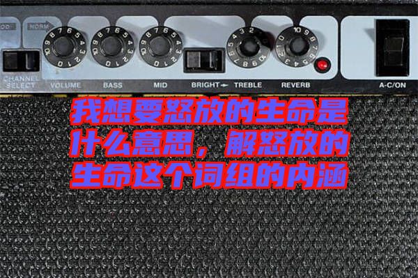 我想要怒放的生命是什么意思，解怒放的生命這個(gè)詞組的內(nèi)涵