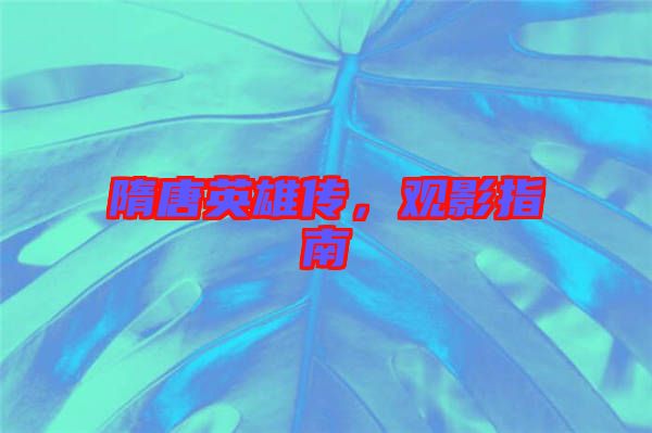 隋唐英雄傳，觀影指南