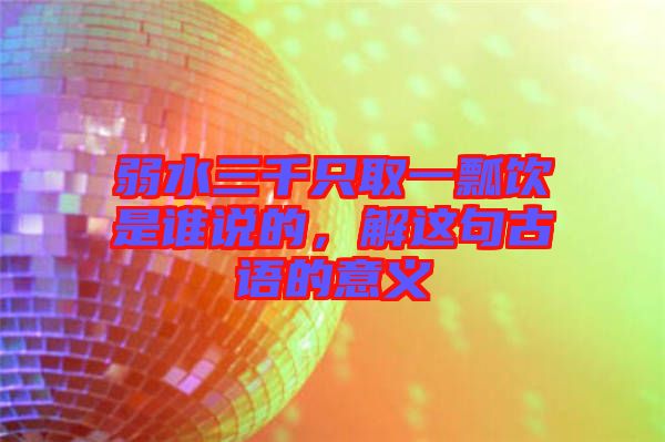 弱水三千只取一瓢飲是誰說的，解這句古語的意義