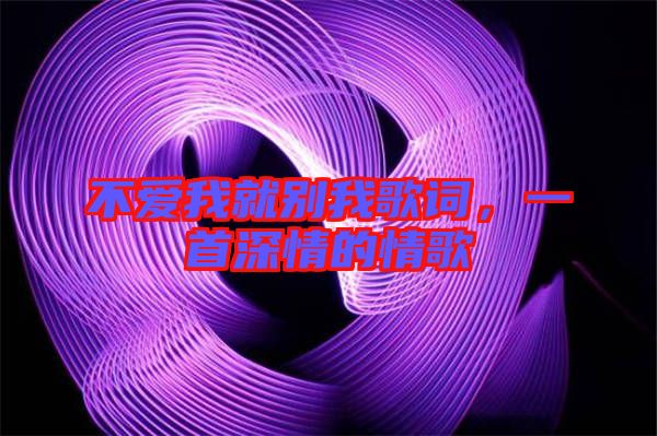 不愛(ài)我就別我歌詞，一首深情的情歌