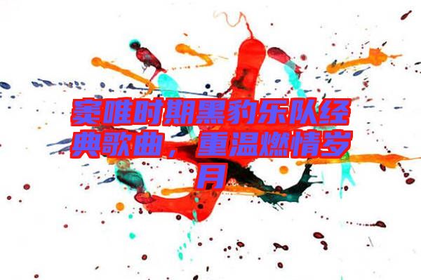 竇唯時期黑豹樂隊經(jīng)典歌曲，重溫燃情歲月