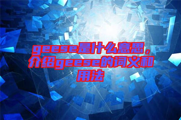 geese是什么意思，介紹geese的詞義和用法