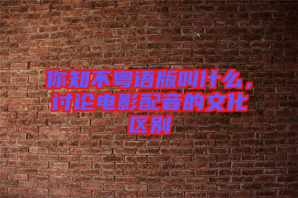 你知不粵語版叫什么，討論電影配音的文化區(qū)別