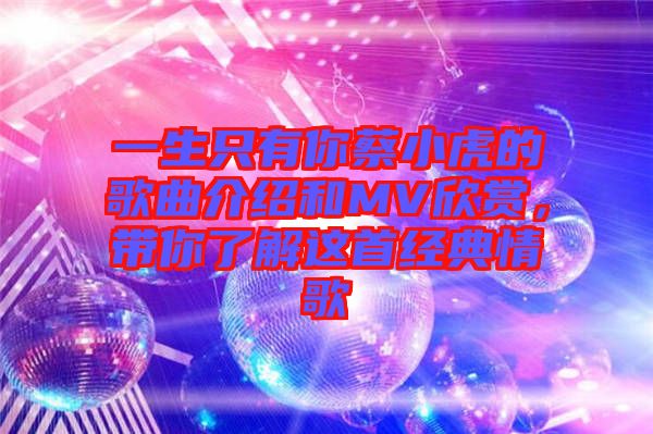 一生只有你蔡小虎的歌曲介紹和MV欣賞，帶你了解這首經(jīng)典情歌