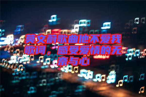 莫文蔚歌曲他不愛我歌詞，感受愛情的無奈與心