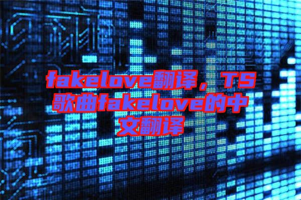 fakelove翻譯，TS歌曲fakelove的中文翻譯