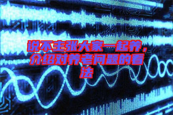 說不主張大家一起養(yǎng)，介紹對養(yǎng)老問題的看法
