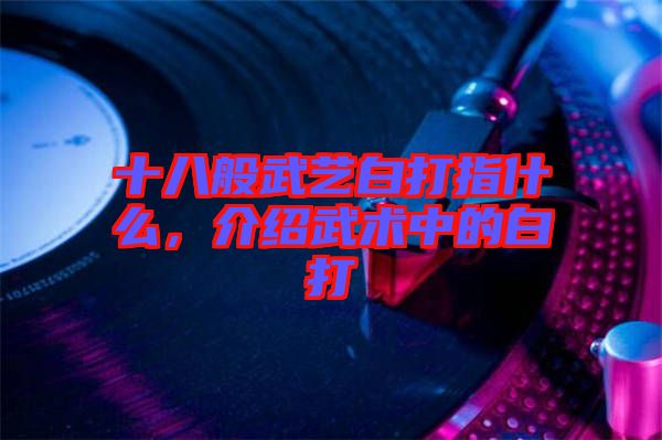 十八般武藝白打指什么，介紹武術(shù)中的白打