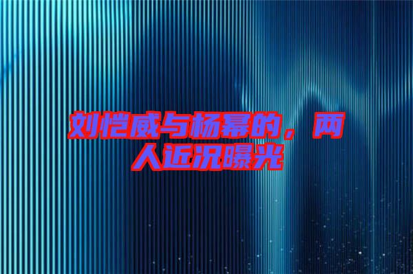 劉愷威與楊冪的，兩人近況曝光