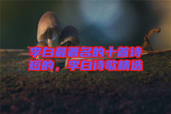 李白最著名的十首詩短的，李白詩歌精選