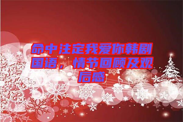 命中注定我愛你韓劇國語，情節(jié)回顧及觀后感