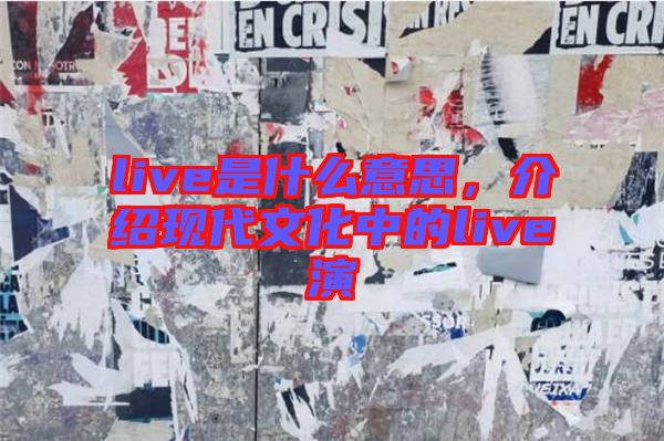 live是什么意思，介紹現(xiàn)代文化中的live演