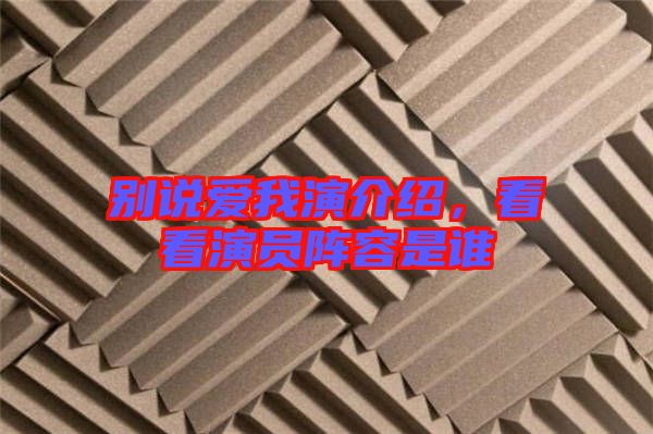 別說愛我演介紹，看看演員陣容是誰