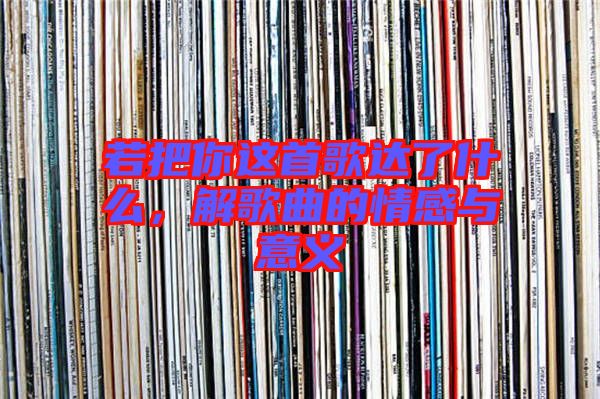 若把你這首歌達了什么，解歌曲的情感與意義