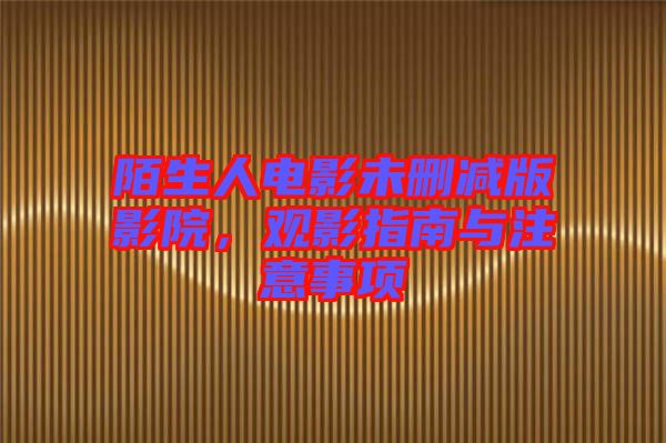 陌生人電影未刪減版影院，觀影指南與注意事項(xiàng)