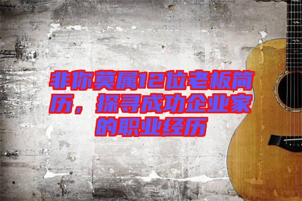 非你莫屬12位老板簡歷，探尋成功企業(yè)家的職業(yè)經(jīng)歷