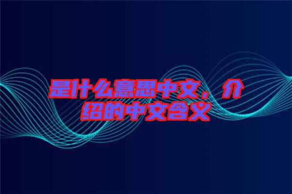 是什么意思中文，介紹的中文含義