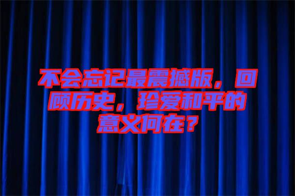 不會(huì)忘記最震撼版，回顧歷史，珍愛和平的意義何在？