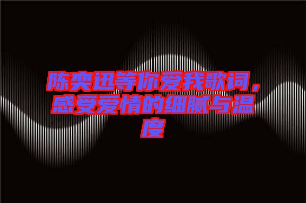 陳奕迅等你愛我歌詞，感受愛情的細膩與溫度