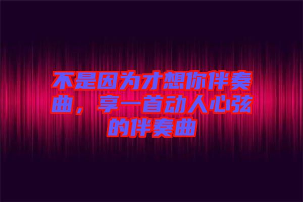 不是因為才想你伴奏曲，享一首動人心弦的伴奏曲