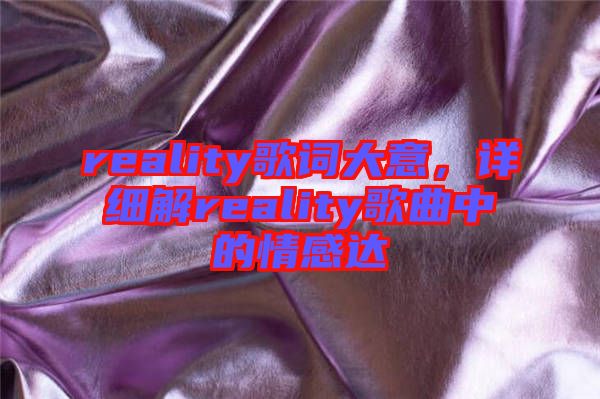 reality歌詞大意，詳細(xì)解reality歌曲中的情感達(dá)