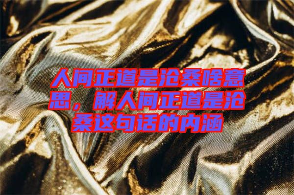 人間正道是滄桑啥意思，解人間正道是滄桑這句話的內(nèi)涵