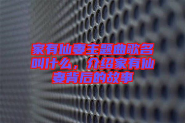 家有仙妻主題曲歌名叫什么，介紹家有仙妻背后的故事