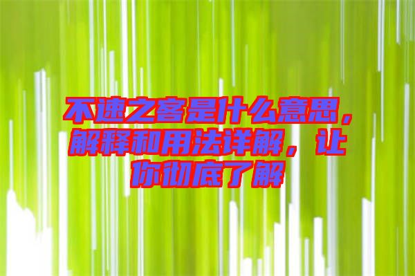不速之客是什么意思，解釋和用法詳解，讓你徹底了解