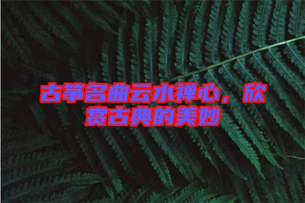 古箏名曲云水禪心，欣賞古典的美妙