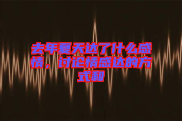 去年夏天達(dá)了什么感情，討論情感達(dá)的方式和