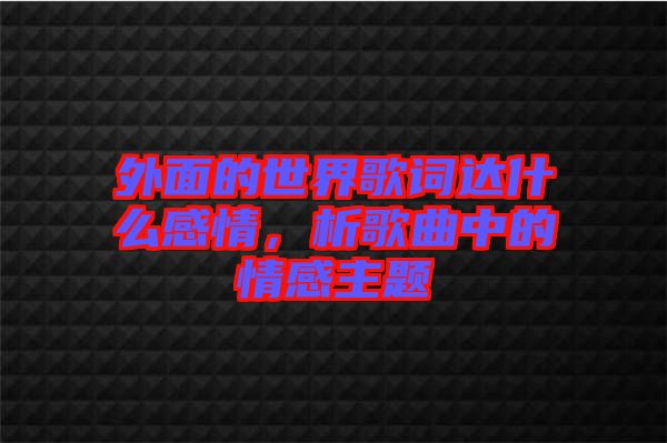 外面的世界歌詞達什么感情，析歌曲中的情感主題
