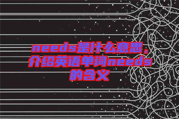 needs是什么意思，介紹英語單詞needs的含義