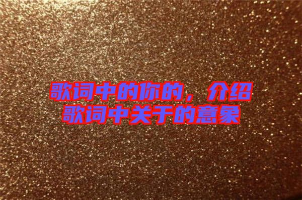 歌詞中的你的，介紹歌詞中關(guān)于的意象