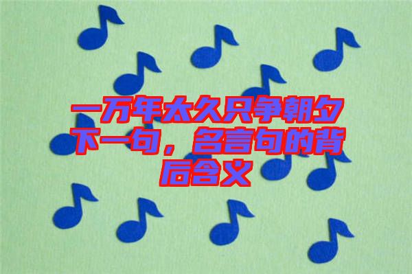 一萬(wàn)年太久只爭(zhēng)朝夕下一句，名言句的背后含義