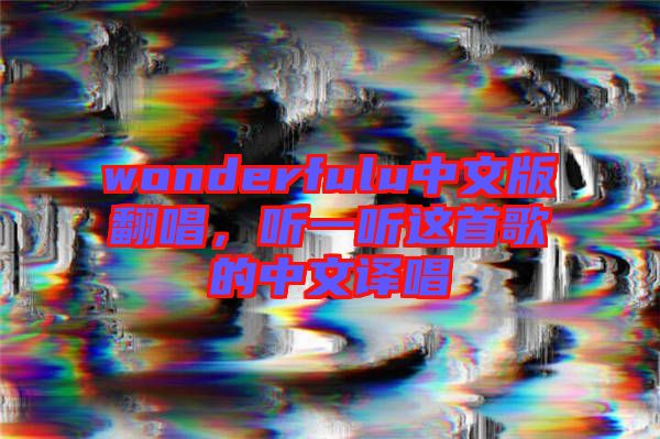 wonderfulu中文版翻唱，聽一聽這首歌的中文譯唱