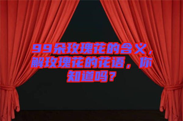99朵玫瑰花的含義，解玫瑰花的花語(yǔ)，你知道嗎？