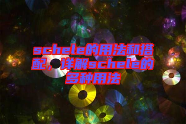 schele的用法和搭配，詳解schele的多種用法
