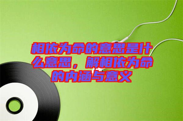 相依為命的意思是什么意思，解相依為命的內(nèi)涵與意義