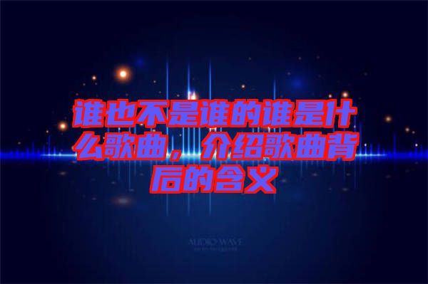 誰(shuí)也不是誰(shuí)的誰(shuí)是什么歌曲，介紹歌曲背后的含義