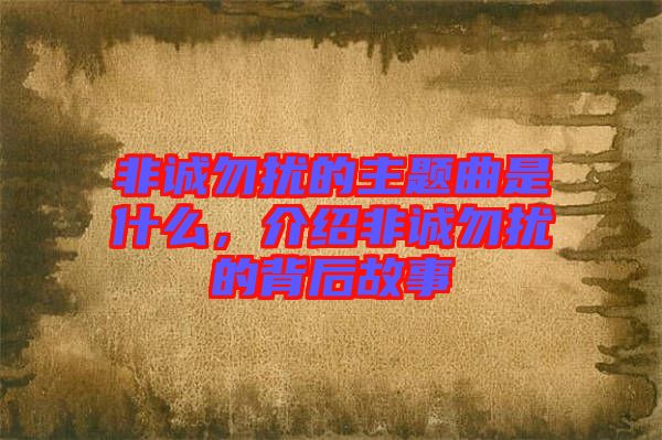 非誠勿擾的主題曲是什么，介紹非誠勿擾的背后故事