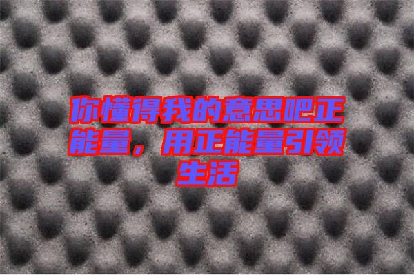 你懂得我的意思吧正能量，用正能量引領(lǐng)生活