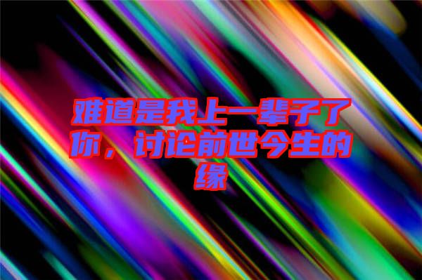 難道是我上一輩子了你，討論前世今生的緣