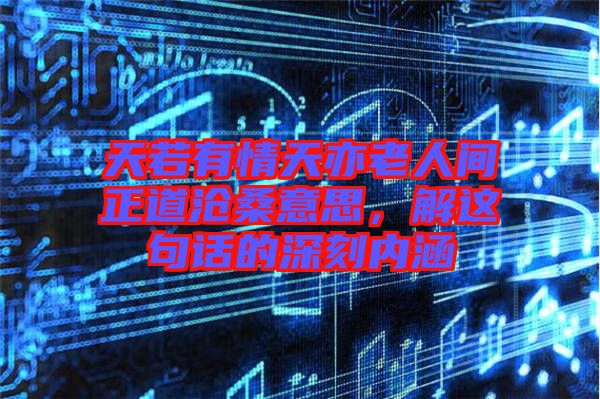 天若有情天亦老人間正道滄桑意思，解這句話(huà)的深刻內(nèi)涵