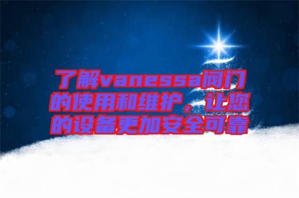 了解vanessa閥門的使用和維護，讓您的設(shè)備更加安全可靠