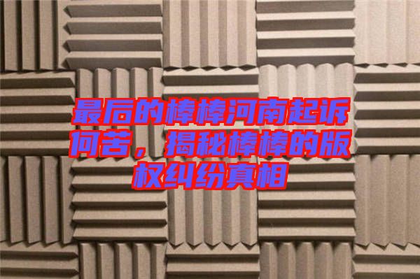 最后的棒棒河南起訴何苦，揭秘棒棒的版權(quán)糾紛真相