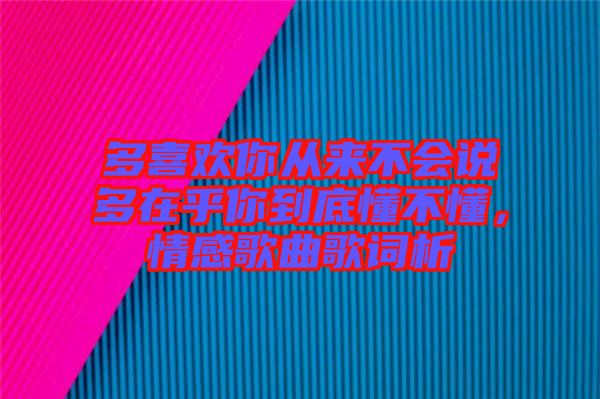 多喜歡你從來不會(huì)說多在乎你到底懂不懂，情感歌曲歌詞析