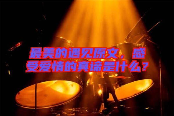最美的遇見原文，感受愛情的真諦是什么？