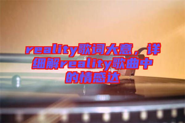 reality歌詞大意，詳細(xì)解reality歌曲中的情感達(dá)